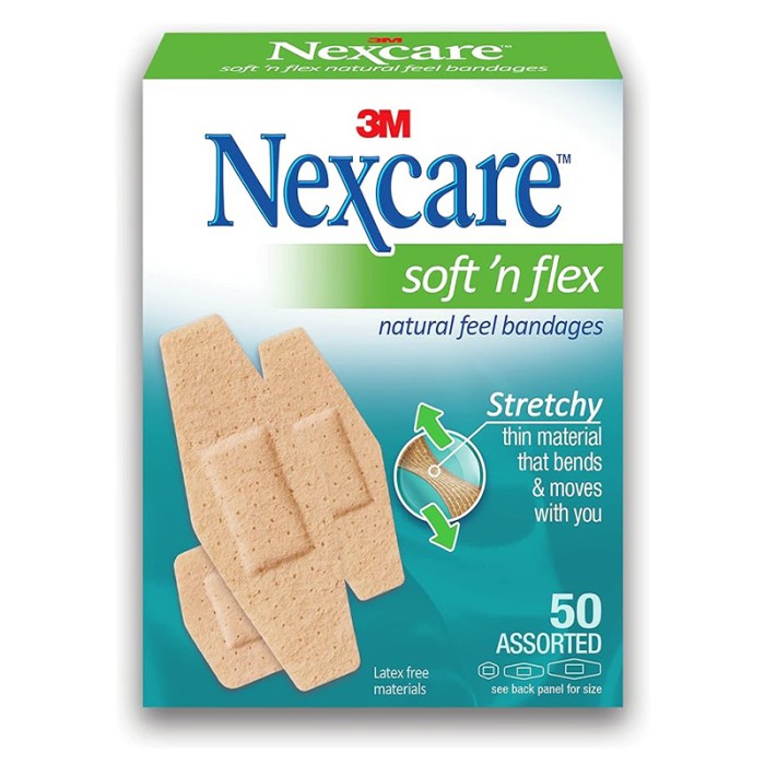 Nexcare SF50D Soft N Flex Comfort Bandages, Assorted, 50/Box