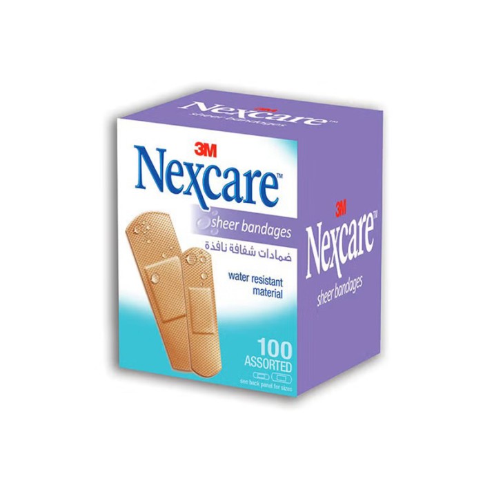 Nexcare Sheer Bandages, Assorted, 100/Box
