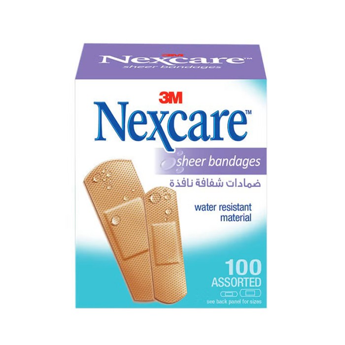 Nexcare Sheer Bandages, Assorted, 100/Box