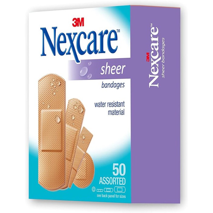Nexcare Sheer Bandages, Assorted, 50/Box