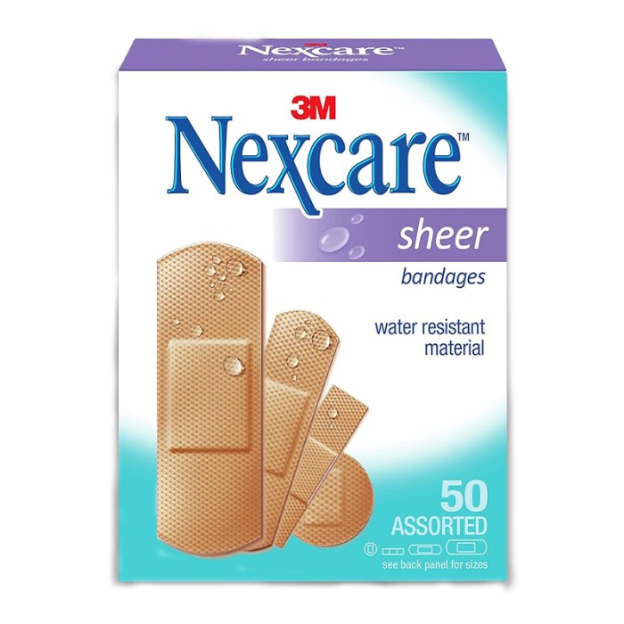 Nexcare Sheer Bandages, Assorted, 50/Box