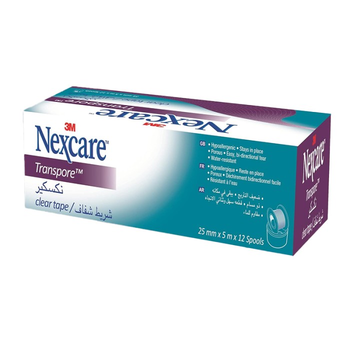 Nexcare Transpore Tape, 25mm X 5m, 12 Roll/Carton