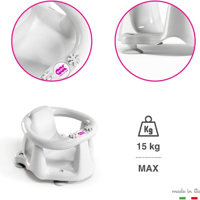 OKBaby Flipper Evolution Bath Seat With Slip-Free Rubber White