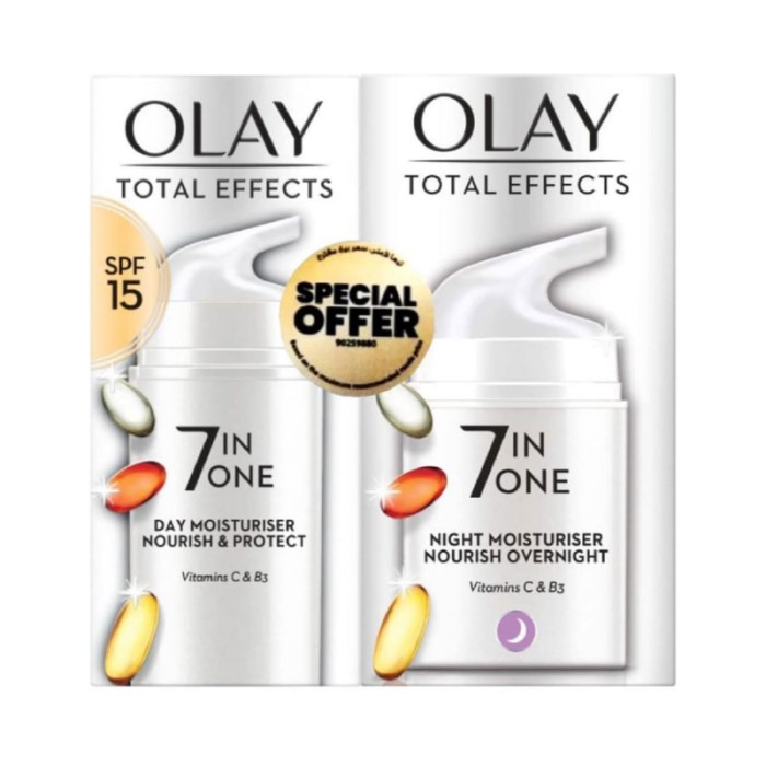 Olay Face Moisturizer Total Effects 7in1:Day Moisturiser 50 ml + Night Moisturiser 50ml