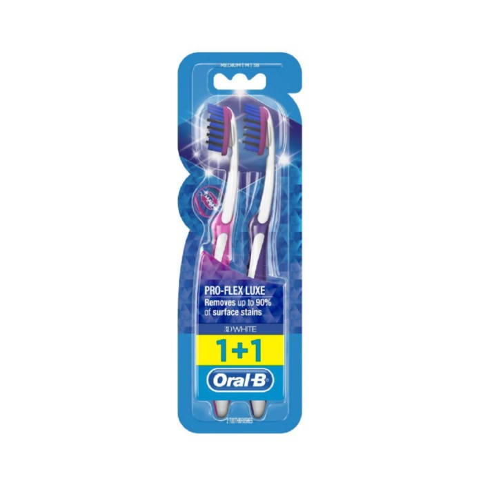 Oral-B 3D White Luxury Pro Flex Toothbrush Medium Buy1Get1