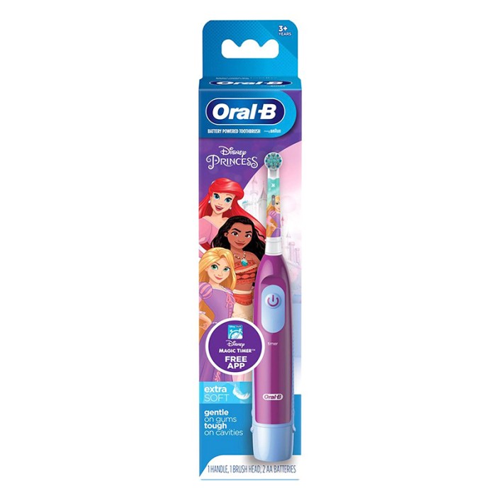 Oral B Battery Toothbrush Featuring Disney Princes for Kids 3+, Precision Clean, Plaque removal, Healthy Gums