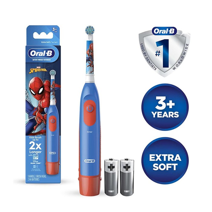 Oral B Battery Toothbrush Featuring Marvel Spiderman for Kids 3+, Precision Clean, Plaque removal, Healthy Gums