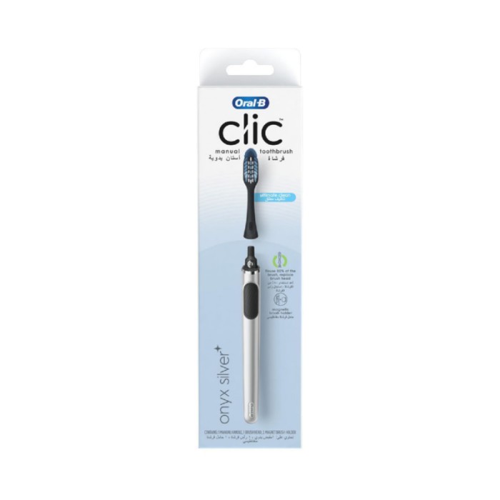 Oral-B Clic Manual Toothbrush W/ Replaceable Brush Head - Onyx Silver