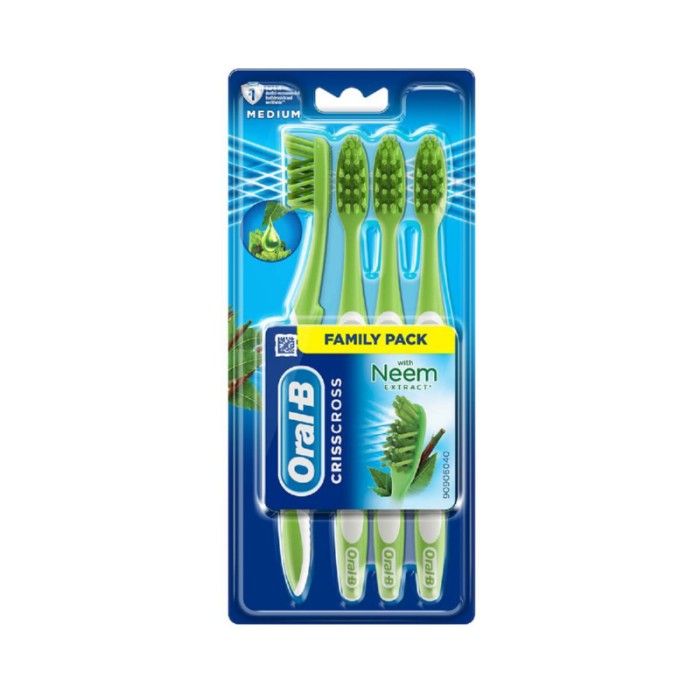 Oral-B Criss Cross Toothbrush w/ Neem Extract - Medium - 4pcs