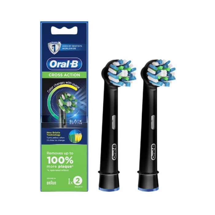 Oral-B CrossAction Replacement Brush Head Pack Of 2 - Black