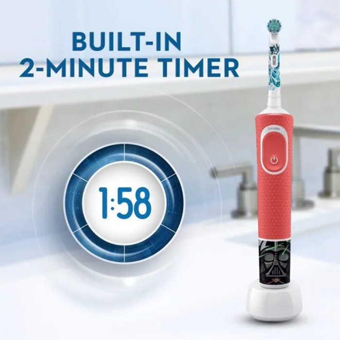 Oral B Kids 3+ Years Star Wars Rechargeable Toothbrush, Round Brush Head & Extra Soft Bristles with Travel case