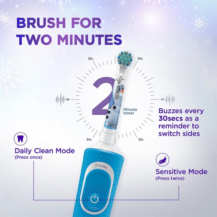Oral B Kids Electric Toothbrush Heads Disney Frozen, Extra Soft Bristles, Pack of 2