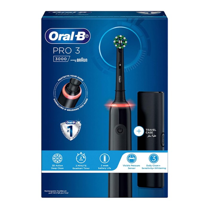 Oral B PRO 3 3000 Oral B Power Toothbrush Black With Travel Case