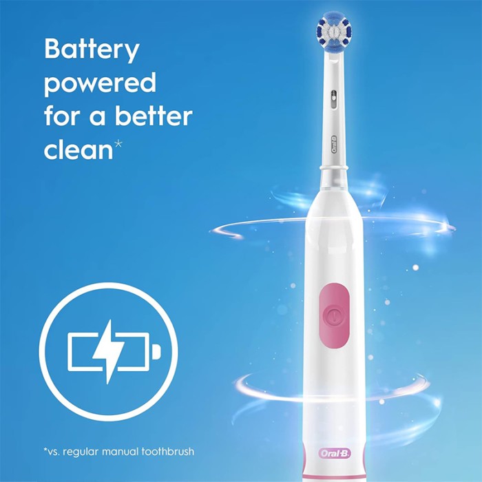 Oral B Revolution Battery Toothbrush 1 Brush Head with 2min timer and round brush head, 2 AA Batteries included
