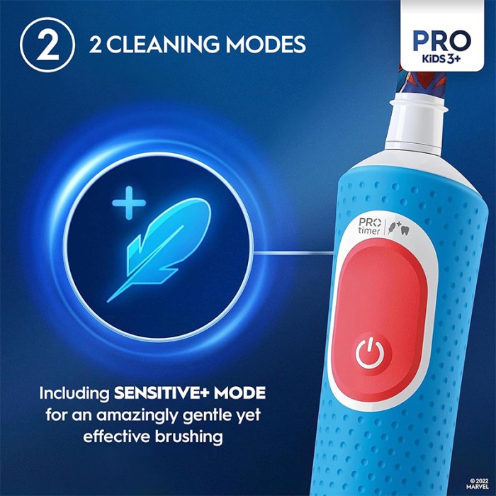 Oral B Vitality 300 KIDS Rechargeable Toothbrush Featuring Marvel Spiderman with 2 Cleaning Modes & 2min Built in Timer