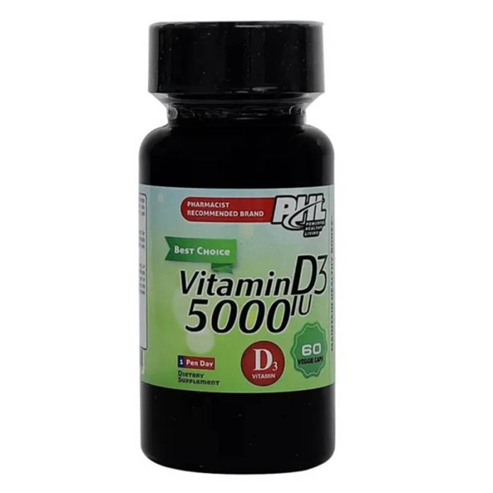 PHL Vitamin D 5000 IU 60 Caps