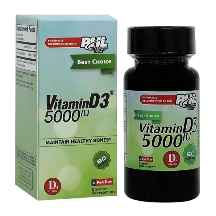PHL Vitamin D 5000 IU 60 Caps