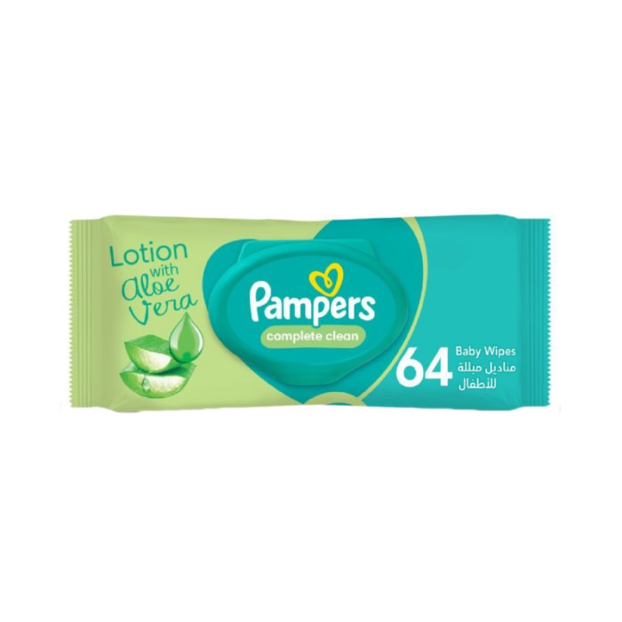 Pampers Complete Clean Baby Wipes with Aloe Vera Lotion, 64 Count