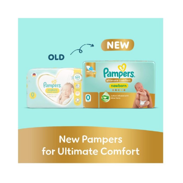 Pampers Premium Care Newborn Taped Diapers, Size 0, < 2.5kg, Softest Absorption for Ultimate Skin Protection, 30 Count