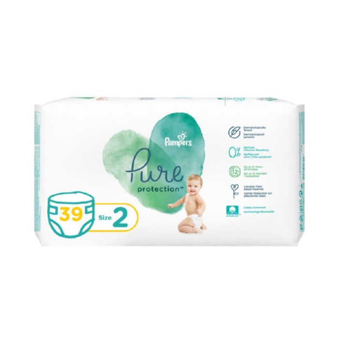 Pampers Pure Protection Diaper - Size 2, 4 - 8kg, 39 Diapers