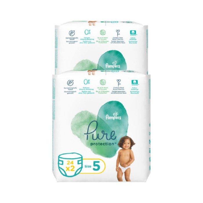 Pampers Pure Protection Diaper - Size 5, +11kg, 48 Diapers
