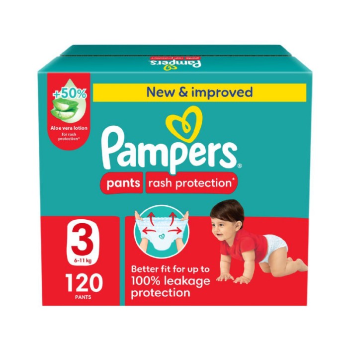 Pampers Rash Protection Diaper Pants - Size 3 - 6 - 11 kg - 120 Pcs