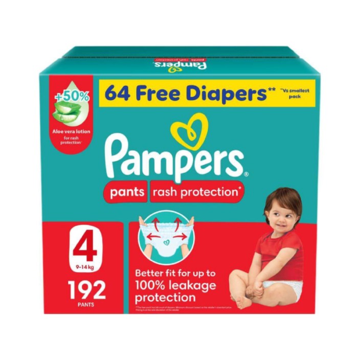 Pampers Rash Protection Diaper Pants - Size 4 - 9 - 14 kg - 192 Count