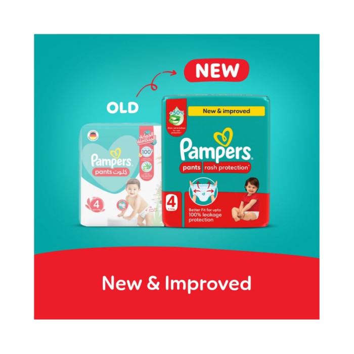 Pampers Rash Protection Diaper Pants - Size 4 - 9 - 14 kg - 192 Count