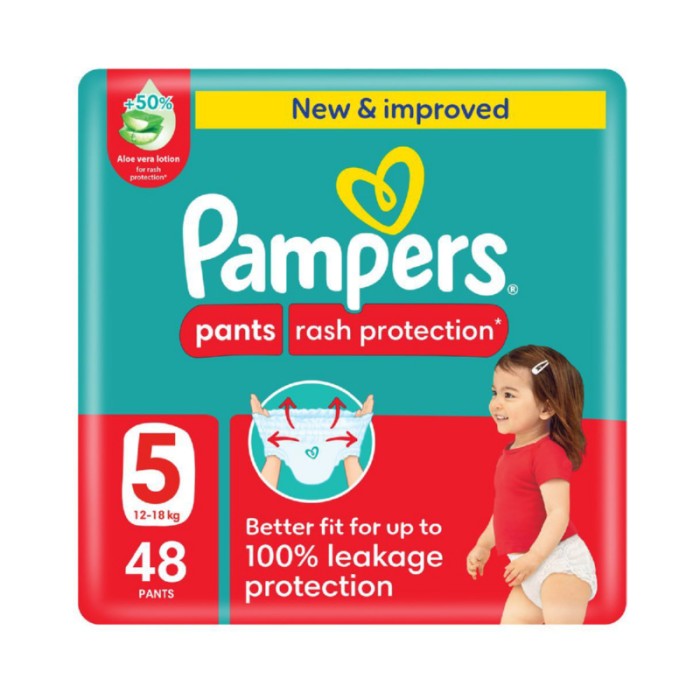 Pampers Rash Protection Diaper Pants - Size 5 - 12 - 18kg - 48 Pcs