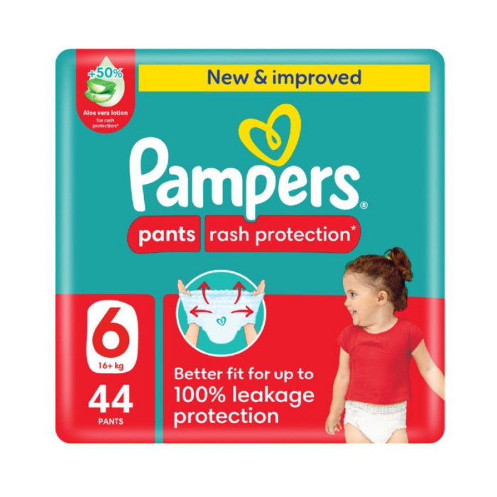 Pampers Rash Protection Diaper Pants - Size 6 - 16+kg - 44 Pcs