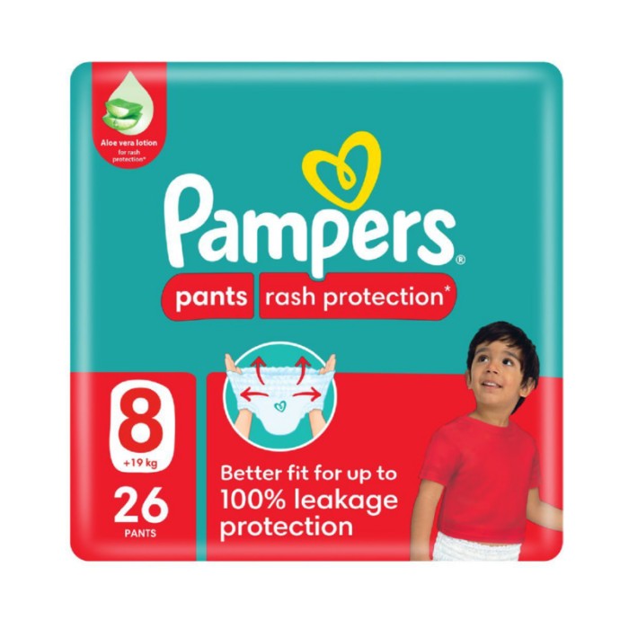 Pampers Rash Protection Diaper Pants - Size 8 - 19+kg - 26 Pcs