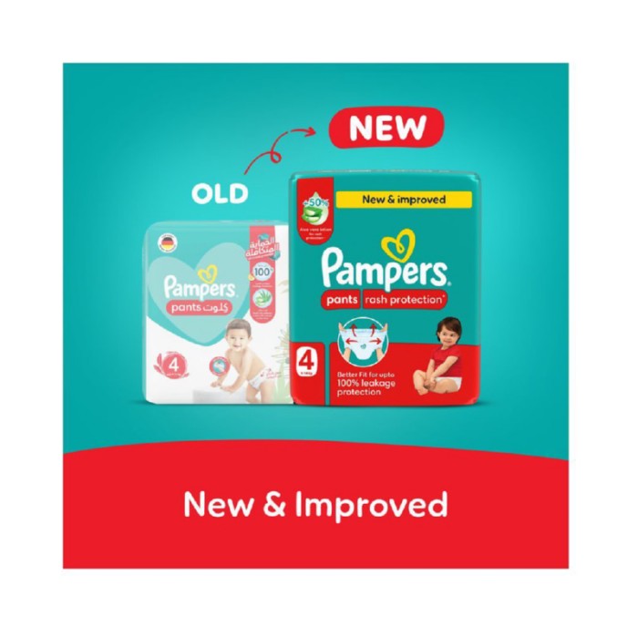 Pampers Rash Protection Diapers Pants With Aloe Vera - Size 4 - 9 - 14kg - 24 Pcs