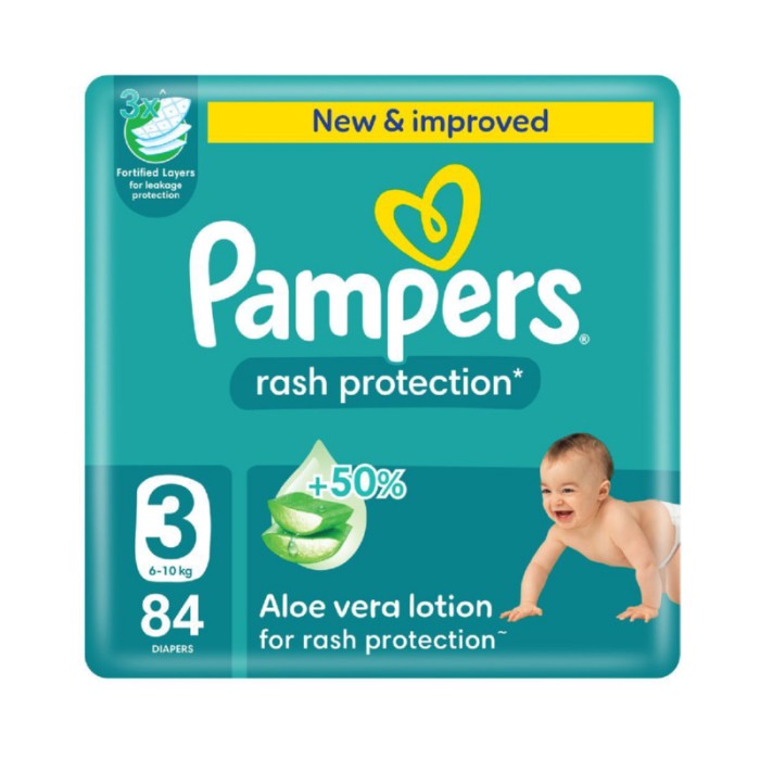 Pampers Rash Protection Taped Diapers - Giant Pack - Size 3 - 6 - 10 kg - 84 Pcs