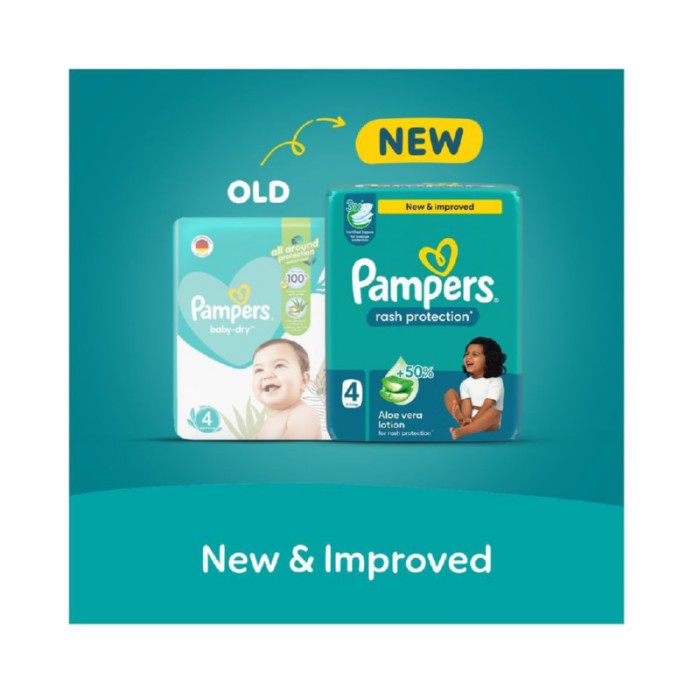 Pampers Rash Protection Taped Diapers - Giant Pack - Size 4 - 9 - 14 kg - 74 Pcs