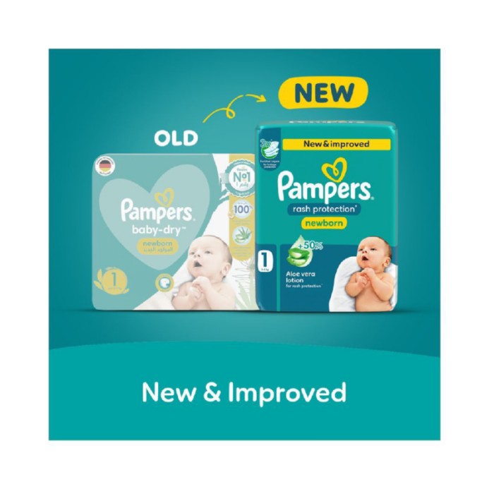 Pampers Rash Protection Taped Diapers - Jumbo Pack - Size 1 - 2 - 5 kg - 66 Pcs
