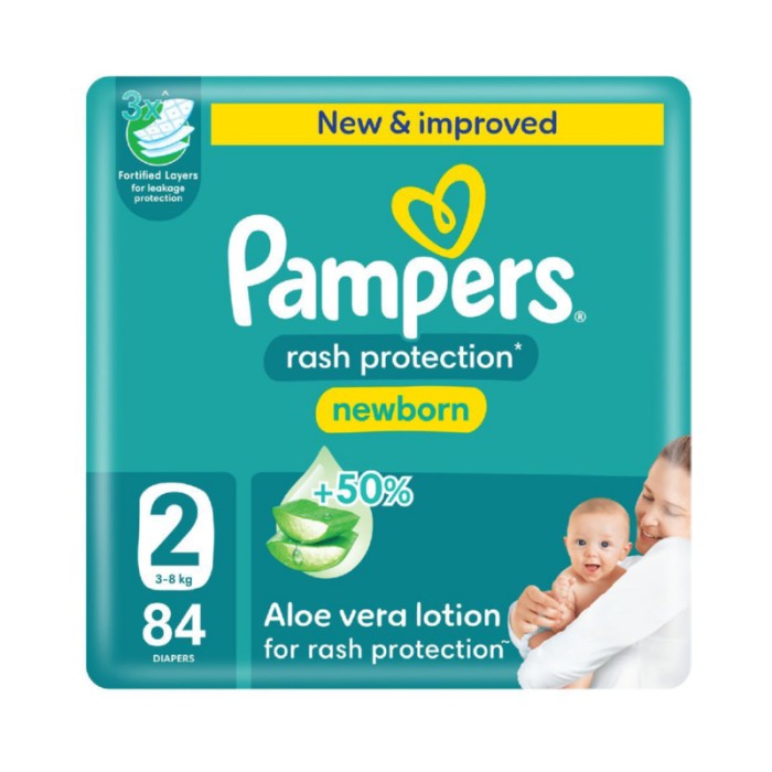 Pampers Rash Protection Taped Diapers - Mega Pack - Size 2 - 3 - 8 kg - 84 Pcs