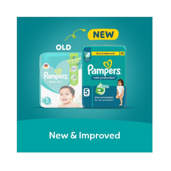 Pampers Rash Protection Taped Diapers - Size 5 - 11 - 16 kg - 104 Pcs