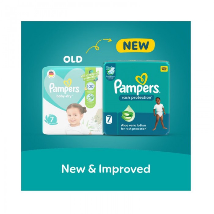 Pampers Rash Protection Taped Diapers - Size 7 - 15+kg - 30 Pcs