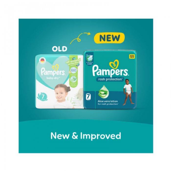 Pampers Rash Protection Taped Diapers - Size 7 - 15+ kg - 68 Count