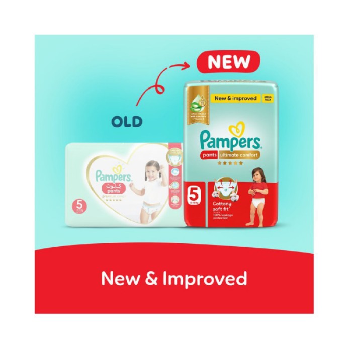 Pampers Ultimate Comfort Diapers Pants With Aloe Vera And Vitamin E - Size 5 - 12 - 18kg - 76 Pcs
