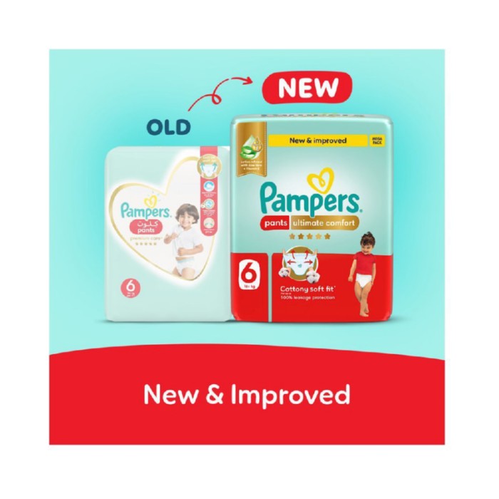 Pampers Ultimate Comfort Diapers Pants With Aloe Vera And Vitamin E - Size 6 - 16 - 21kg - 54 Pcs