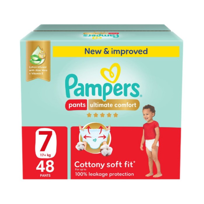 Pampers Ultimate Comfort Diapers Pants With Aloe Vera And Vitamin E - Size 7 - 20+kg - 48 Pcs
