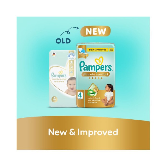 Pampers Ultimate Comfort Taped Diapers - Giant Pack - Size 4 - 9 - 14 kg - 66 Pcs