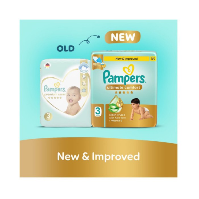 Pampers Ultimate Comfort Taped Diapers - Mega Pack - Size 3 - 6 - 10 kg - 62 Pcs