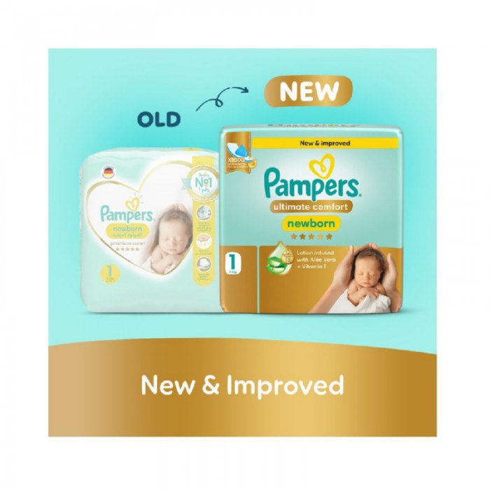 Pampers Ultimate Comfort Taped Diapers - Size 1 - 2 - 5 kg - 108 Pcs