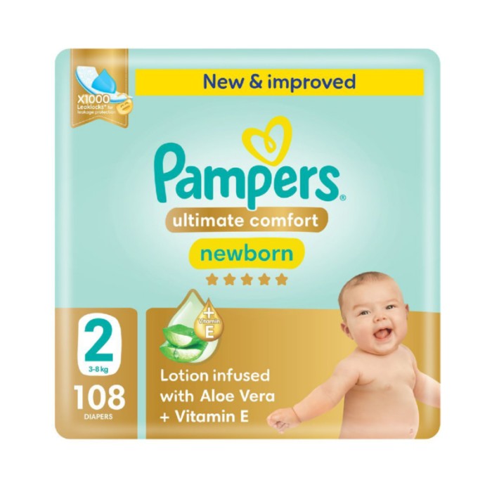 Pampers Ultimate Comfort Taped Diapers - Size 2 - 3 - 8 kg - 108 Pcs