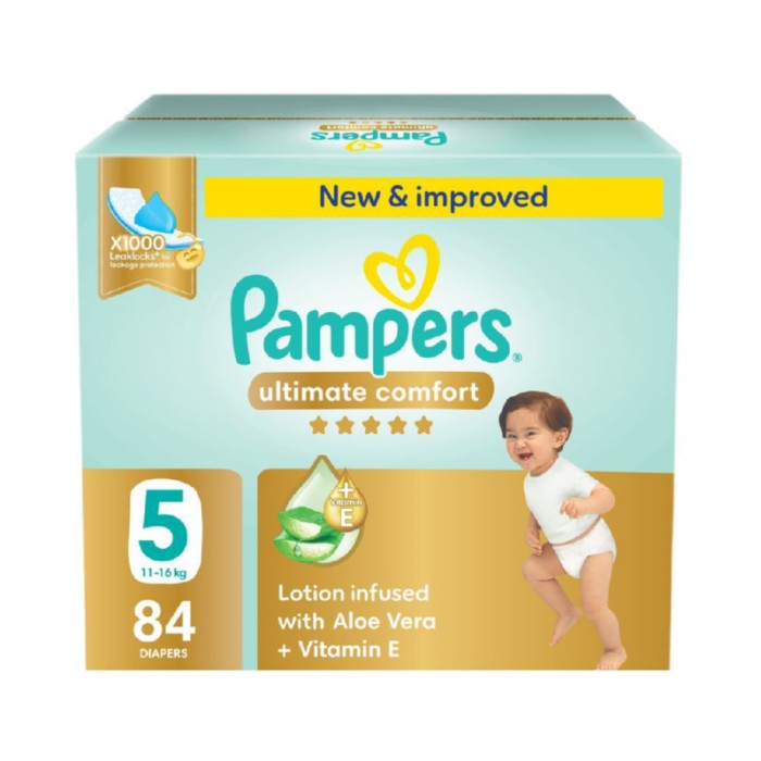 Pampers Ultimate Comfort Taped Diapers - Size 5 - 11 - 16 kg - 84 Pcs