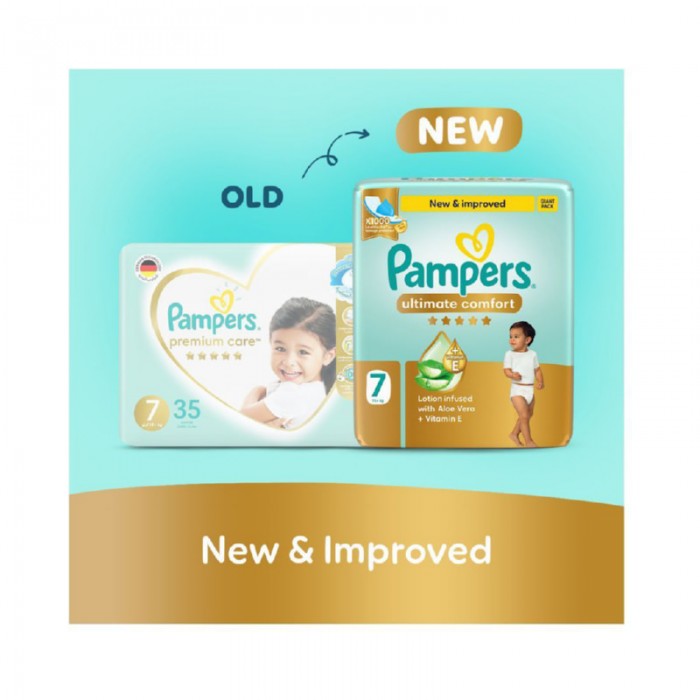 Pampers Ultimate Comfort Taped Diapers - Size 7 - 15+ kg - 35 Pcs