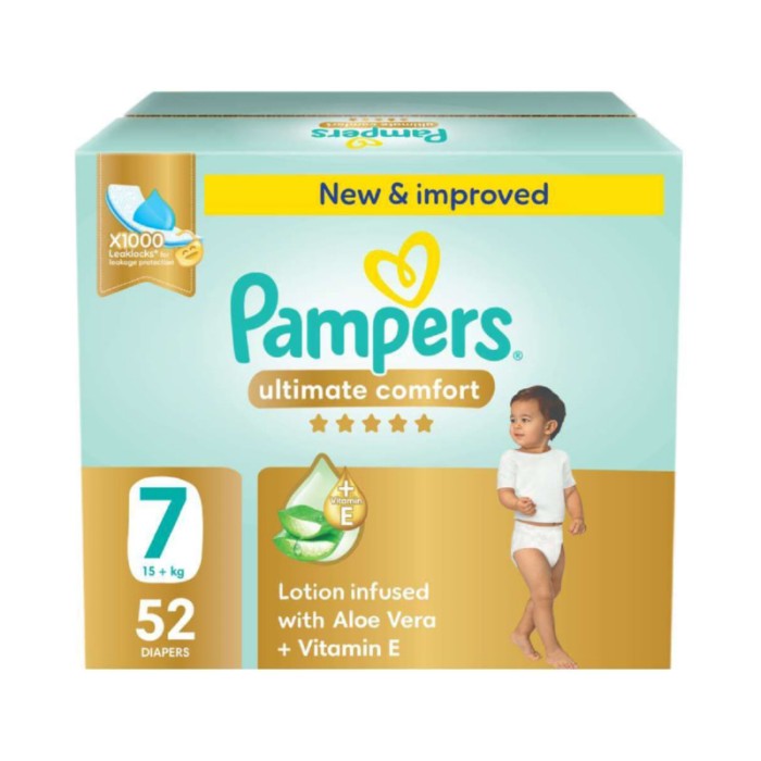 Pampers Ultimate Comfort Taped Diapers - Size 7 - 15+ kg - 52 Count