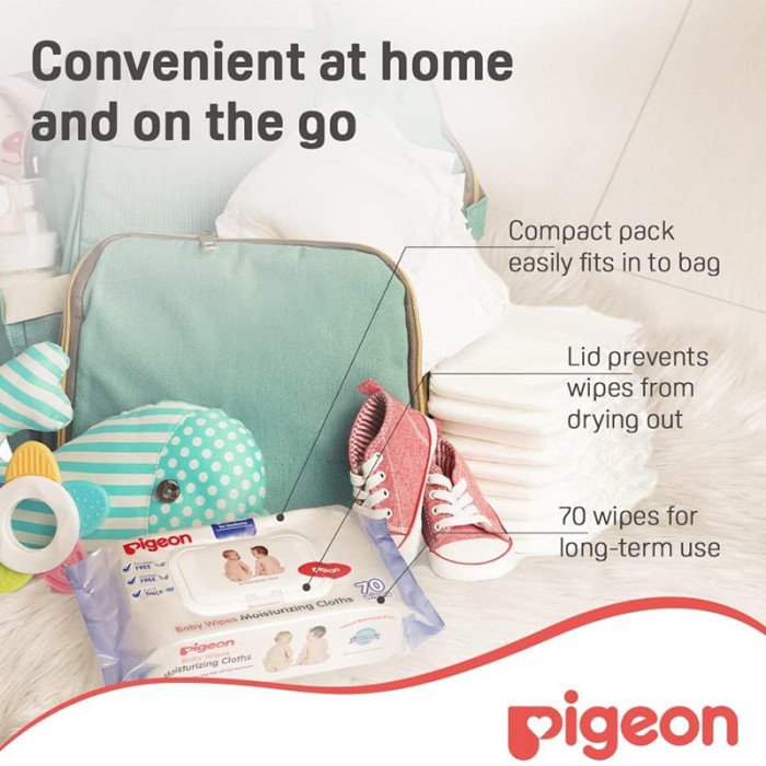 Pigeon Baby Wipes Moisturizing Cloths 70 Sheets